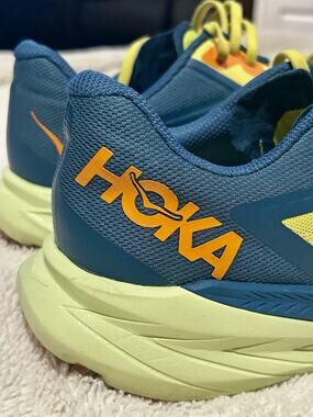 HOKA One One Zinal Mens 12 D Evening Primrose Blue Coral Trail Running Shoes